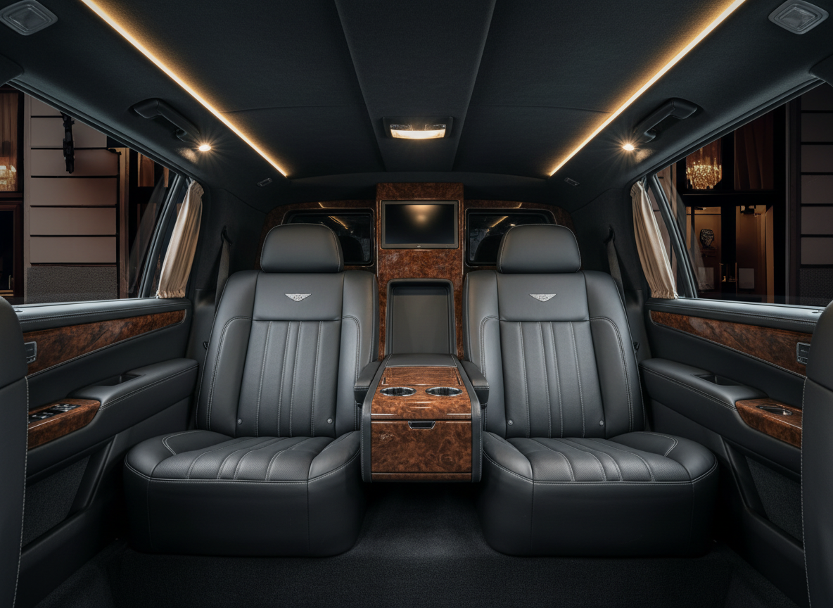 Luxury black car interior by Black ReLAX™
